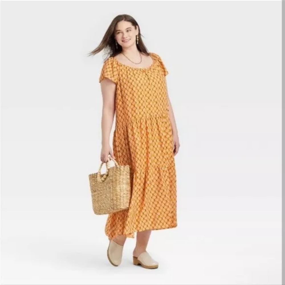 Knox Rose Maxi Dress Size XXL A Line Flutter Sleeve Lined Tiered Pockets